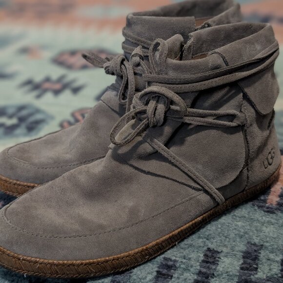 Ugg Womens 1019129 sz 7 Brown Suede Zip Up Ankle Boots #14 - Picture 9 of 9